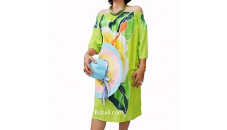 poncho top dress green handpainting flowers 